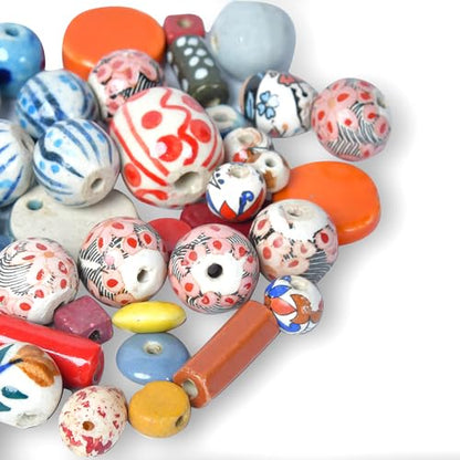 Ceramic Beads Assorted Colors and Shapes (50 Count)