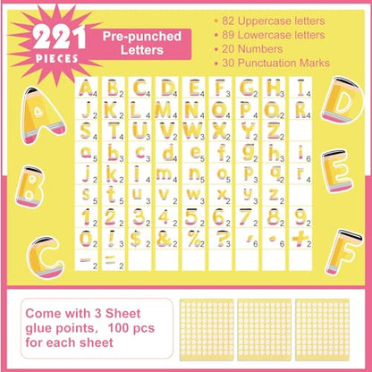 221 Pcs Pencil Bulletin Board Letters for Classroom (221 Count)