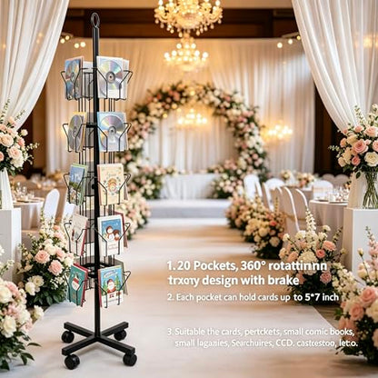 Black Greeting Card Display Rack Rotating Flyer Stand