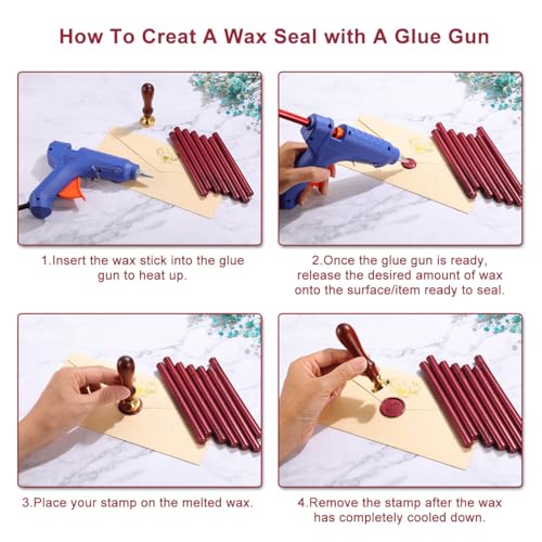 15Pcs Burgundy Glue Gun Sealing Wax Sticks for Wax Seal Stamp (15 Count)
