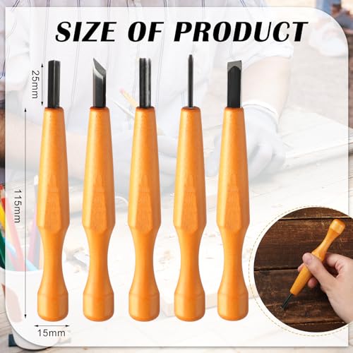 5 Pcs Linoleum Carving Tool Set Wood Handle Linocut (5 Count)
