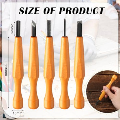 5 Pcs Linoleum Carving Tool Set Wood Handle Linocut (5 Count)