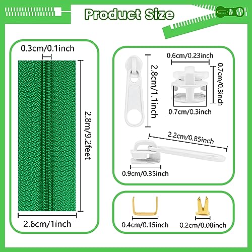 15.3 Yards 14 m 5 Pieces Assorted Colors #3 Nylon Coil Zippers (20 Count)