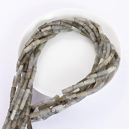 Natural Spectrolite Rectangle Tube Beads 4x13mm 38cm (28 Count)