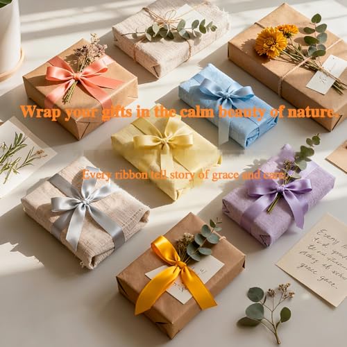 1-1/2 Inch Double-Faced Satin Ribbon 50 Yards Set,“Morning Meadow”–10 Nature Colored Ribbon Bulk for Gift Wrapping, Crafts, Flower Bouquet, Christmas Easter Wedding Party Decor, Hair & Bows (150 Foot)