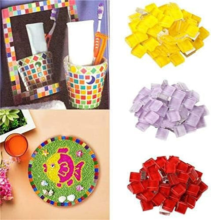 BestTeam Craft Material Mosaic Tile, Micro Glass Tiny Mini Mosaic Tile DIY Hobbies Children Handmade Crystal Free Stone Craft Material Creativity 300g (Red)