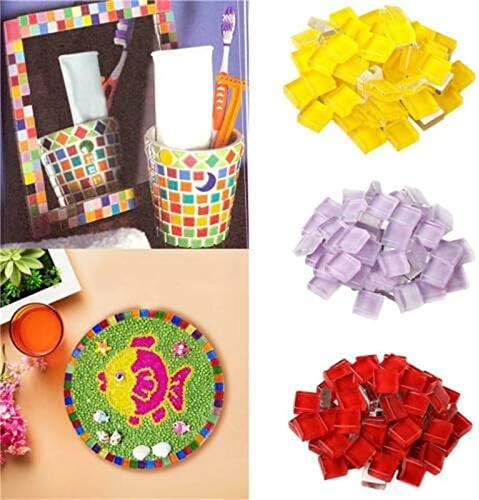 BestTeam Craft Material Mosaic Tile, Micro Glass Tiny Mini Mosaic Tile DIY Hobbies Children Handmade Crystal Free Stone Craft Material Creativity 300g (White)