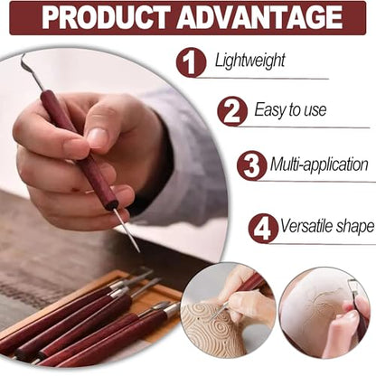 6 Piece Clay Sculpting Tools Set Perfect for Polymer Air Dry Modeling Clay Beginners & Professionals Ideal for DIY Pottery & Ceramics Tools for Clay Sculpting & Crafting