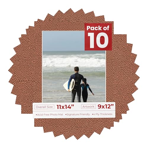 Pack of TEN 11x14 Mats Bevel Cut for 9x12 Photos (10 Count)