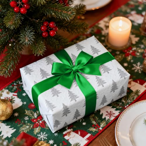 1-1/2 Inch 100 Yards Satin Ribbon Green, Solid Color Fabric Ribbon for Gift Wrapping, Wedding, Polyester Gift Ribbon for Birthday Party Decoration, Craft, Hair, Floral, Sewing (300 Foot)