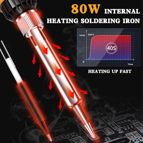 Orange 80W Adjustable Temperature Soldering Iron Kit