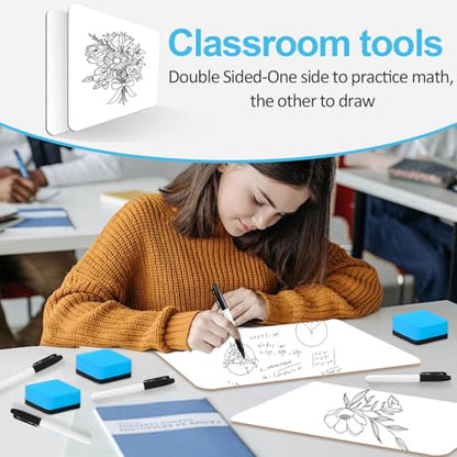 16 Pack Double Sided Dry Erase Boards with 16 Erasers (16 Count)
