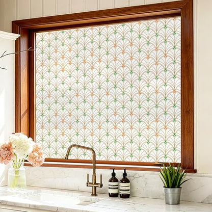 Art Deco Geometric Pattern Stained Glass Window Film 17.7'' x 78.7''