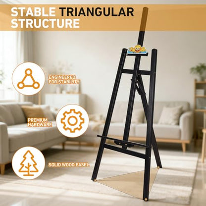 Black Smiley Wooden Easel for Painting