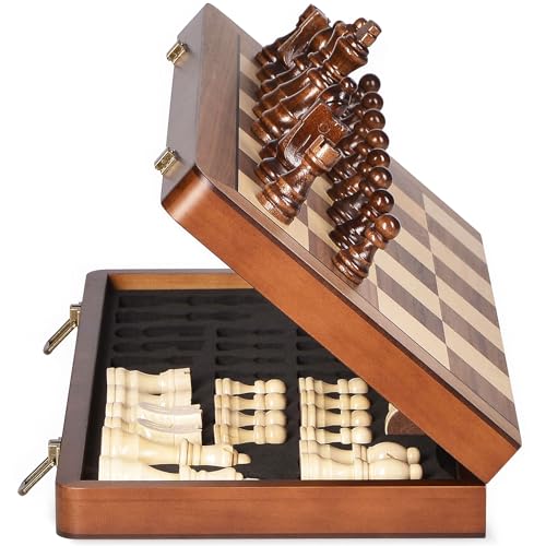 15" Wooden Chess Set with Magnetic Pieces