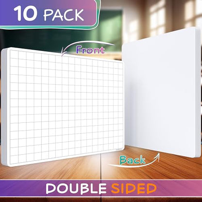 Large Grid Dry Erase Sheets 11”x14” Math Practice Small White Board Sheets Math Manipulatives Quad Graph Whiteboard Sheets Math Supplies Homeschool Teacher Students Classroom Pack of 10 (10 Count)