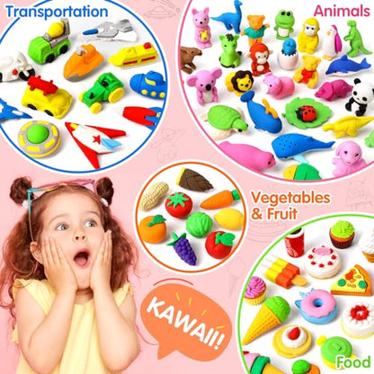 70Pcs Animal Pencil Erasers (70 Count)