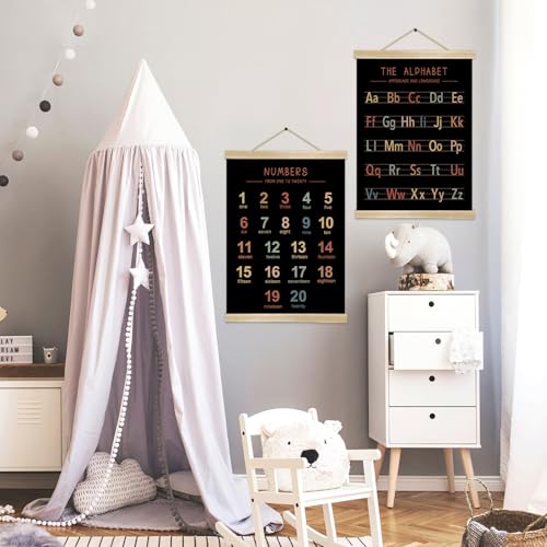 Alphabet and Numbers Chart Wall Art Poster Set of 2 (2 Count)