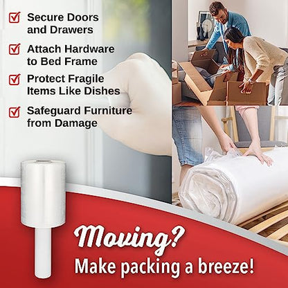 Mini Hand Stretch Wrap 2Pack 5 Inch 1000Ft 80 Gauge Shrink Wrap (2 Count)