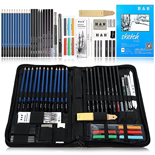 48 Piece Sketching & Drawing Kit for Adults & Beginner Artists