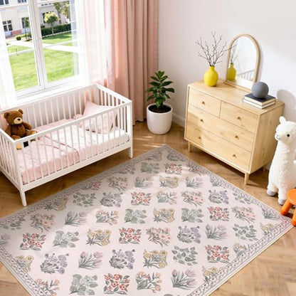 Pink Rugs for Bedroom Girls Nursery (35 Sq Ft)
