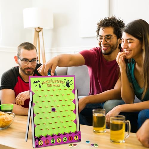8 Pcs Halloween Carnival Game Wood Disk Drop Game Tabletop (8 Count)