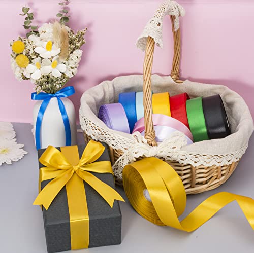 1 Inch Gold Solid Satin Ribbon for Gift Wrapping