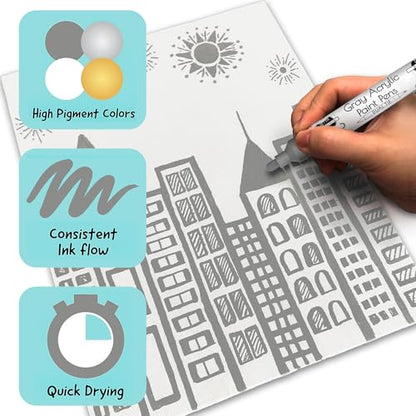 4 Dual Tip Gray Paint Pen Metallic