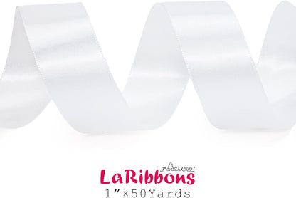 LaRibbons White Satin Ribbon 1 Inch 50 Yards Luxury Double Faced Silk Ribbon for Flower Bouquet Crafts Gift Wrapping Wedding Christmas Decoration - Crafty Corner