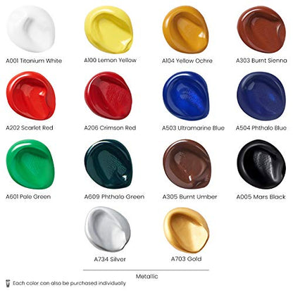 Acrylic Paint Set of 14 Colors (56.84 Fl Oz)