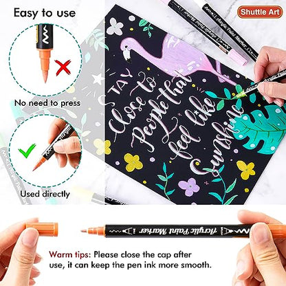28 Pastel Brush & Fine Tip Acrylic Paint Markers (28 Count)
