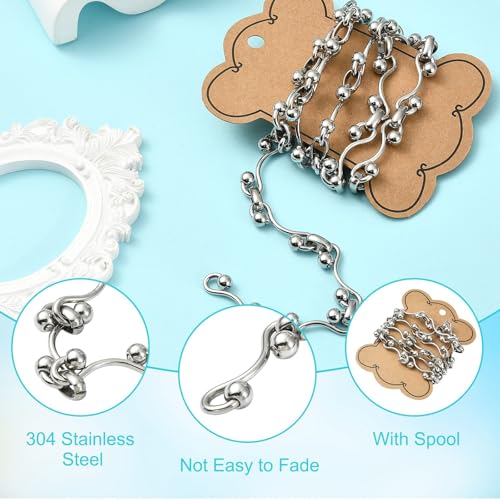 3.28 Feet(1m) 304 Stainless Steel Round Link Chains Stainless Steel Chain Link for Jewelry Making DIY Accessories - 29x18mm and 10.7x2.8mm