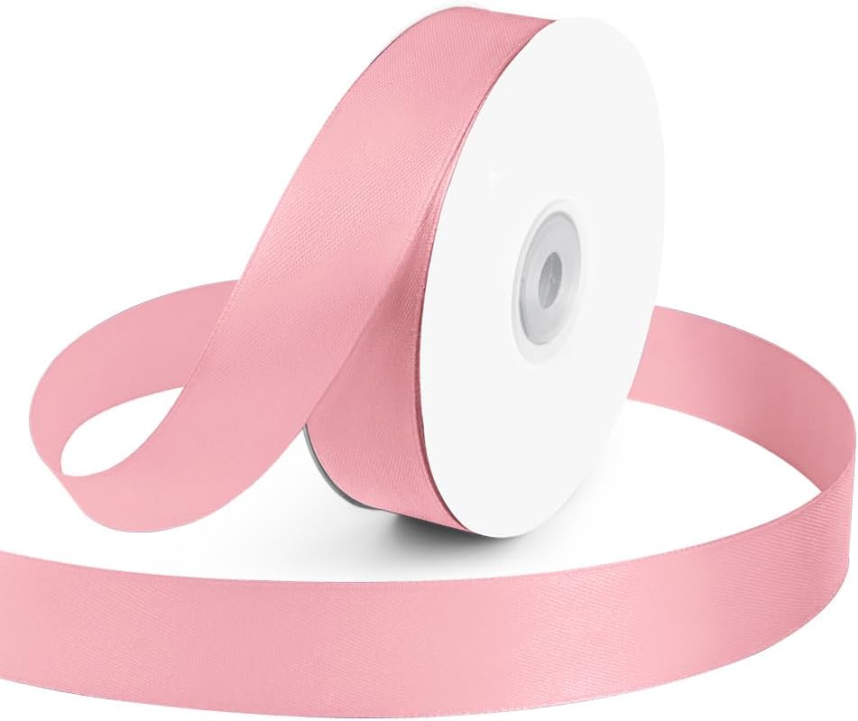 KMER LIFE 1 inch Wide x 50 Yards Pink Single Faced Polyester Satin Ribbon, Pink Satin Ribbon Perfect for Wedding Decor, Wreath, Crafts, Gift Wrapping & Other Projects (Pink) - Crafty Corner