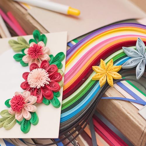 Quilling Strips Paper 600pcs 1.5mm 39cm Origami Paper Quilling Kits for Art DIY Hand Craft Christmas