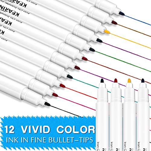 12 Pcs Iron on Transfer Pen Sublimation Markers for Heat Transfer Embroidery Fabric Crayons Iron on Infusible Ink Pen for T (12 Count)