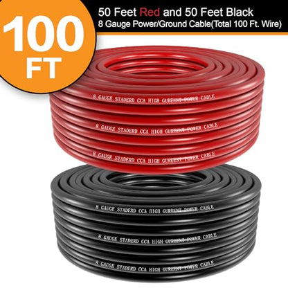100FT 8 Gauge Wire Copper Clad Aluminum CCA Black (100 Foot)