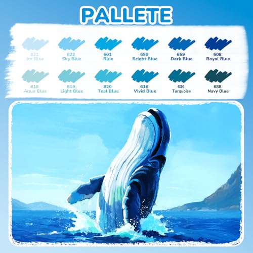 12 Blue Dual Tip Acrylic Paint Markers (12 Count)