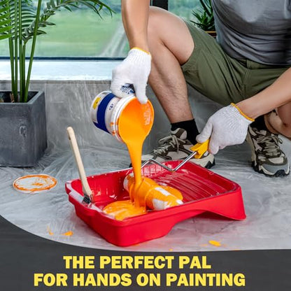 17 Pieces Paint Roller Kit with 9 Inch Magnetic Tray and Liners