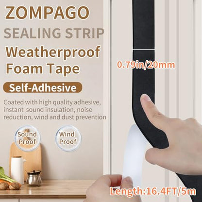 Single Sided Foam Weather Stripping Seal Tape Black