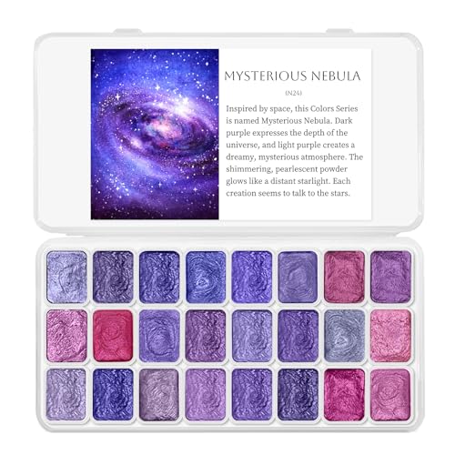 Mini Glitter Watercolor Paint Set with Paper (24 Count)