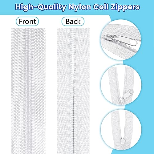 15.3 Yards 14 m 5 Pieces Assorted Colors #3 Nylon Coil Zippers (20 Count)