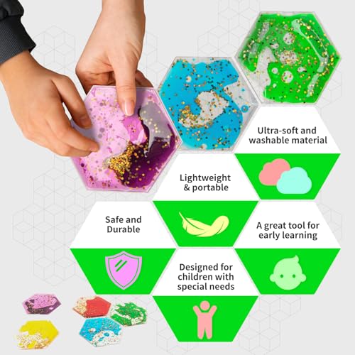 4 Pack Hexagon Liquid Tiles for Kids (4 Count)