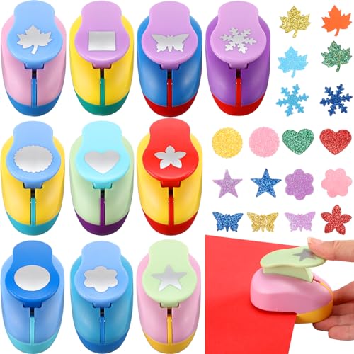 10 Pcs Craft Hole Punch Shapes 1 Inch Paper Punch Hole Mix Shapes Cutters for Paper Crafting Scrapbooking Office Supplies (10 Count)