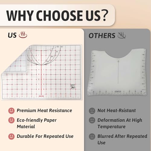 Heat Transfer Paper Supplies Reusable Direct Heat Resistant Tshirt Ruler Guide 8 (8 Count)