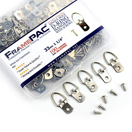 D Ring Picture Hangers with Screws (100 Count)