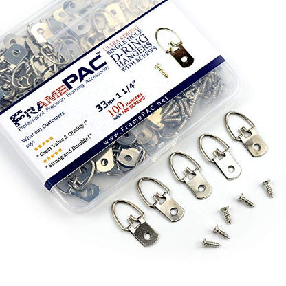 D Ring Picture Hangers with Screws (100 Count)