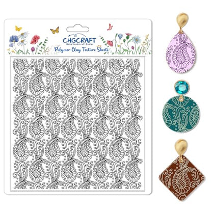 Paisley Pattern Polymer Clay Texture Sheets Retro Pattern Silicone Texture Stamp Modeling Pattern Pad for Jewelry and Clay Earrings Tools