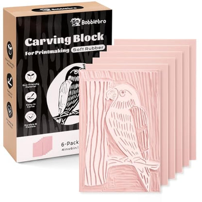 6 PCS 4"x6" Soft Linoleum Blocks for Printmaking & Stamp Making