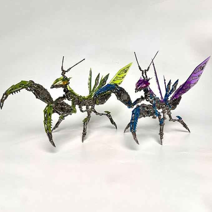 Metalkitor 3D Metal Puzzles for Adults, Giant Mantis Model Kit with Magic Wand - Steampunk DIY Ornament - Assembly Jigsaw Craft Brain Teaser - Perfect Room Decor and Gift Choice(1200+PCS, Grass Green)