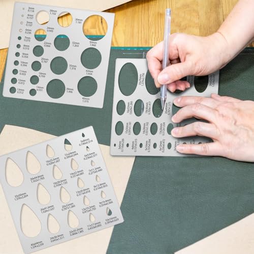 3PCS Metal Stencils Ellipse Teardrop Circle Template for Drafting Round Stencil Jewelry Making Templates Art Oval Tool Metal Geometric Stencil for Office and DIY Bracelets Earrings (3 Count)